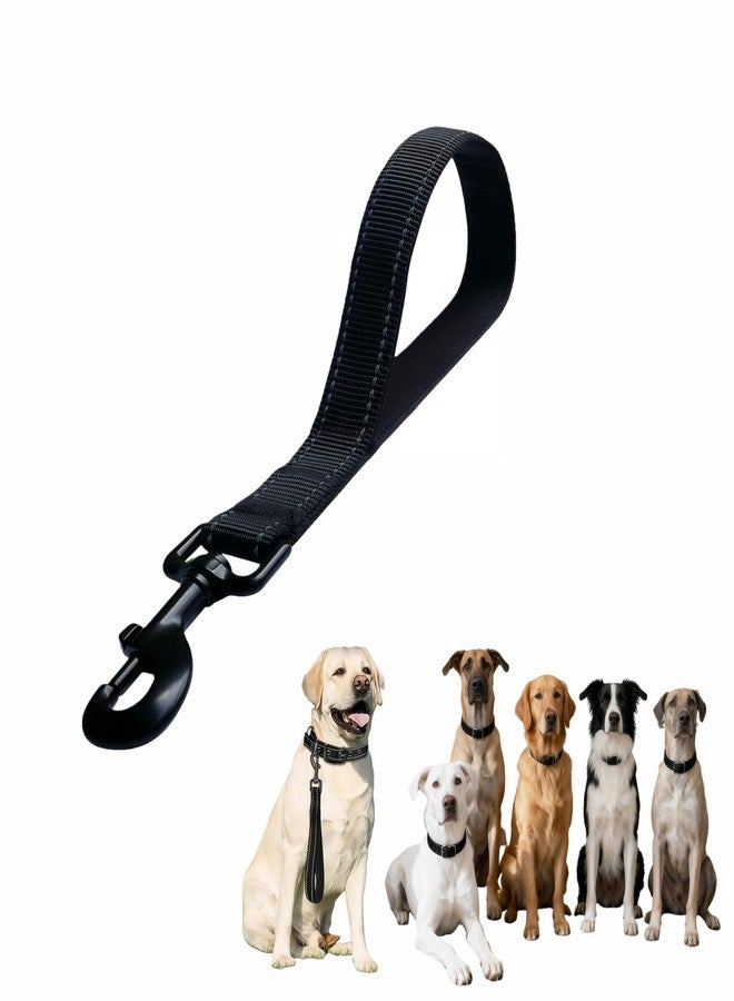 RyanDesign Heavy Duty Nylon Dog Leash with Padded Handle, Black Reflective Short Lead, 12 Inch for Medium Large Dogs, Double Layer Durable Walking Training - Image 1